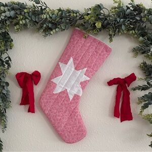 Pink Christmas Stocking with White Star